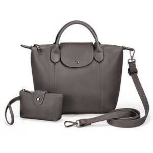4476 Leather Shoulder Bag Medium Size Handbag Purse with Coin Purse & Long